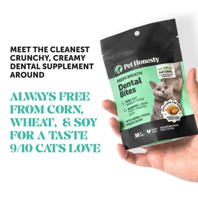 Show full view: Pet Honesty Fresh Breath Chicken Flavor Dental Bites Supplement for Cats, 3.7-oz pouch slide 5 of 11