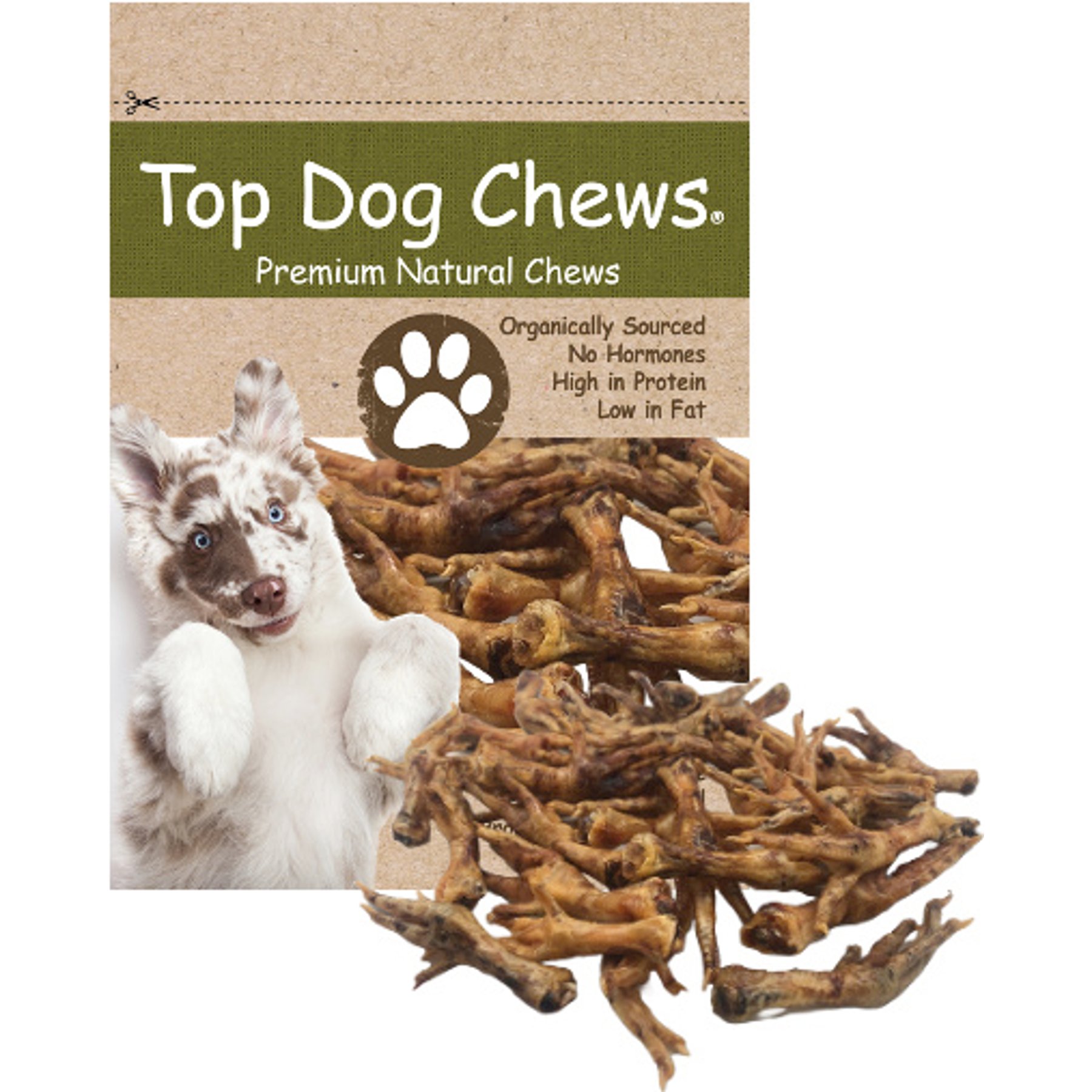 Top Dog Chews Chicken Feet Natural Dog Chew Treats, 25 count