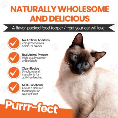 Show full view: Scoochie Pet Mixed Variety Pack Premium Gravy Salmon & Chicken Stew Wet Cat Food Topping, 3.5-oz pouch, case of 4 slide 7 of 10