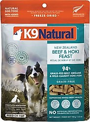 K9 Natural New Zealand Hoki & Beef Feast Grain-Free Freeze-Dried Dog Food Topper, 3.5-oz bag