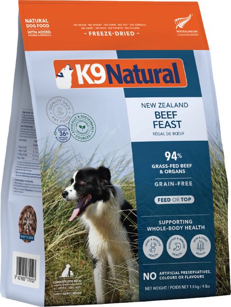 K9 Natural New Zealand Beef Feast Grain-Free Freeze-Dried Dog Food