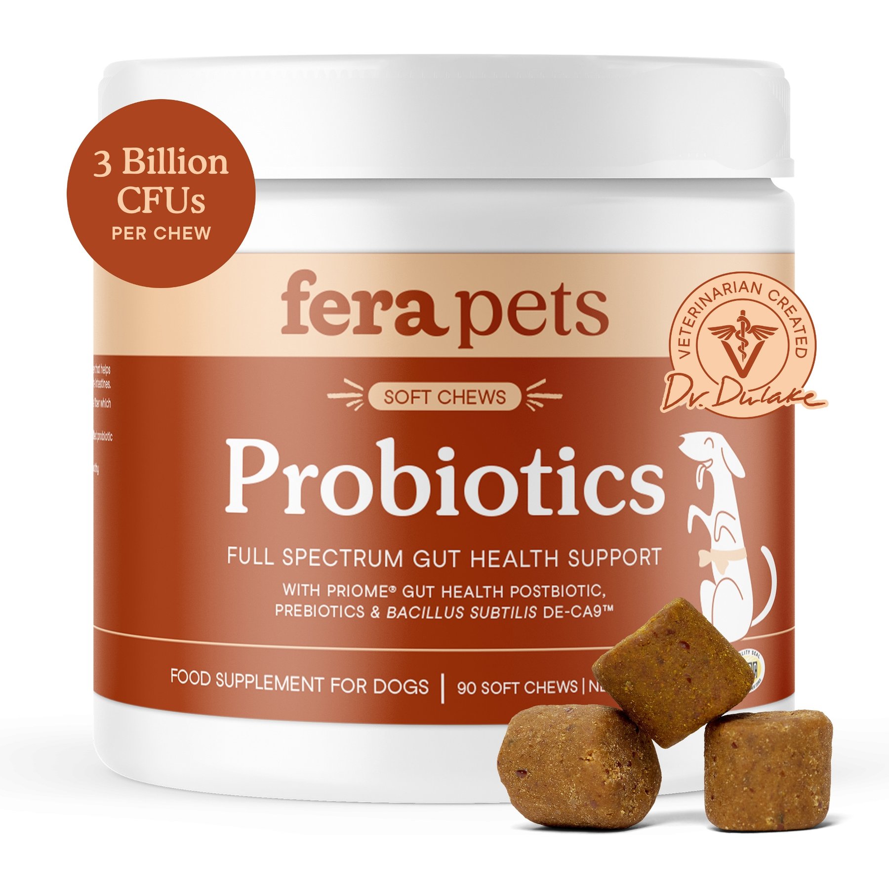 Fera Pets Probiotic Soft Chew Supplement for Dogs, 90 count