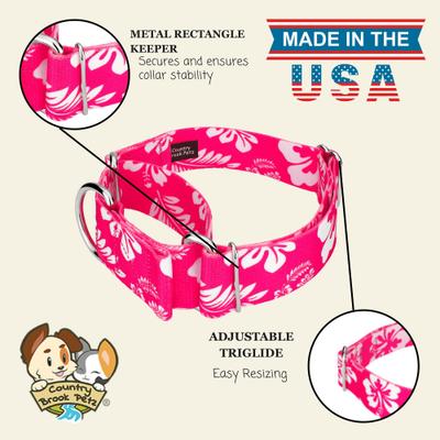 Show full view: Country Brook Petz HossFit Jr Hawaiian Wide Martingale Dog Collar, Pink, Medium slide 2 of 10