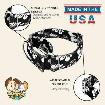Show full view: Country Brook Petz HossFit Jr Hawaiian Wide Martingale Dog Collar, Black, Large slide 7 of 9