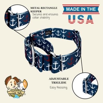 Show full view: Country Brook Petz HossFit Jr Anchors Away Wide Martingale Dog Collar, X-Large slide 7 of 8