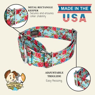 Show full view: Country Brook Petz HossFit Jr Vintage Roses Wide Martingale Dog Collar, Medium slide 8 of 9