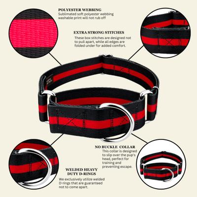 Show full view: Country Brook Petz HossFit Jr Thin Red Line Wide Martingale Dog Collar, X-Large slide 10 of 10