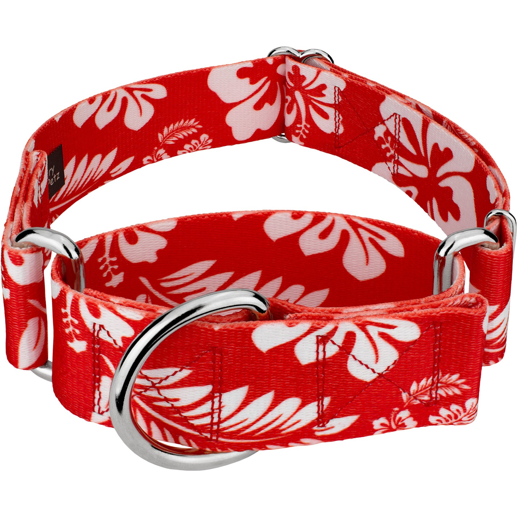 Country Brook Petz HossFit Jr Hawaiian Wide Martingale Dog Collar, Medium, Red