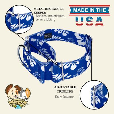 Show full view: Country Brook Petz HossFit Jr Hawaiian Wide Martingale Dog Collar, X-Large, Royal Blue slide 2 of 10
