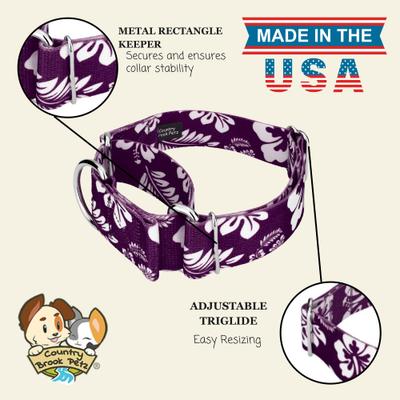 Show full view: Country Brook Petz HossFit Jr Hawaiian Wide Martingale Dog Collar, Purple, Medium slide 7 of 9