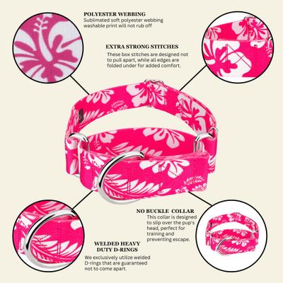 Show full view: Country Brook Petz HossFit Jr Hawaiian Wide Martingale Dog Collar, Pink, Medium slide 9 of 10