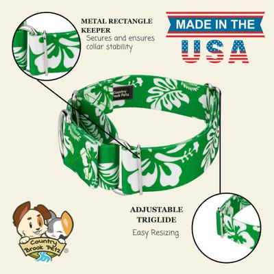 Show full view: Country Brook Petz HossFit Jr Hawaiian Wide Martingale Dog Collar, Large, Kelly Green slide 7 of 9