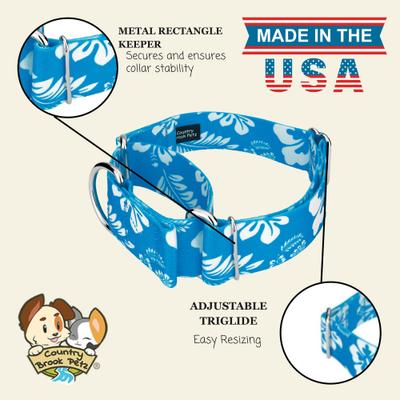 Show full view: Country Brook Petz HossFit Jr Hawaiian Wide Martingale Dog Collar, Large, Blue slide 7 of 9