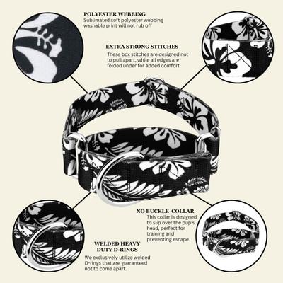 Show full view: Country Brook Petz HossFit Jr Hawaiian Wide Martingale Dog Collar, Black, Large slide 6 of 9