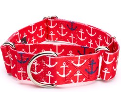Country Brook Petz HossFit Jr Anchors Away Wide Martingale Dog Collar, Red, Large: 18 to 26-in neck, 1.5-in wide