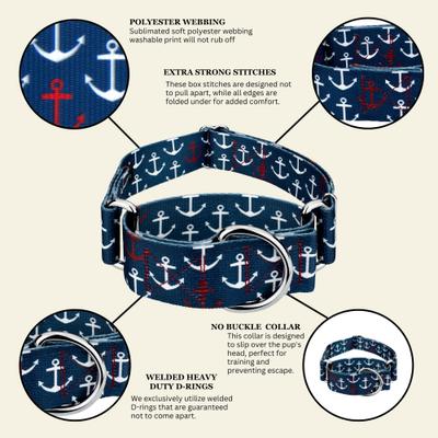 Show full view: Country Brook Petz HossFit Jr Anchors Away Wide Martingale Dog Collar, X-Large slide 6 of 8