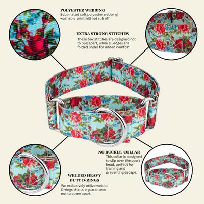 Show full view: Country Brook Petz HossFit Jr Vintage Roses Wide Martingale Dog Collar, Medium slide 7 of 9