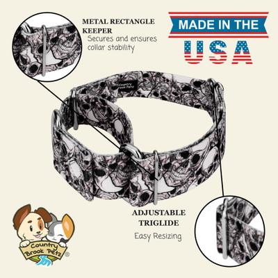 Show full view: Country Brook Petz HossFit Jr Phantom Skulls Wide Martingale Dog Collar, Medium slide 8 of 9