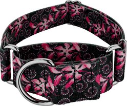 Country Brook Petz HossFit Jr Pink Honeysuckle Breeze Wide Martingale Dog Collar, Black, Medium: 15 to 21-in neck, 1.5-in wide