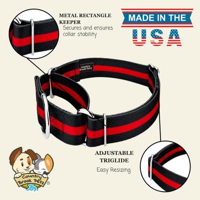 Show full view: Country Brook Petz HossFit Jr Thin Red Line Wide Martingale Dog Collar, X-Large slide 3 of 10