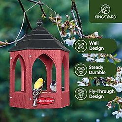Kingsyard Recycled Plastic Bird Hopper Feeder, Red slide 2 of 7