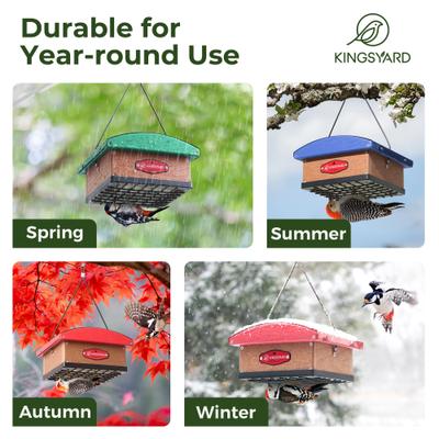 Show full view: Yarty Recycled Plastic Upside Down Double Suet Wild Bird Feeder, Green slide 8 of 9
