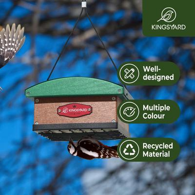 Show full view: Yarty Recycled Plastic Upside Down Double Suet Wild Bird Feeder, Green slide 7 of 9