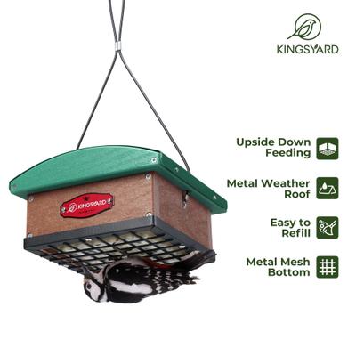 Show full view: Yarty Recycled Plastic Upside Down Double Suet Wild Bird Feeder, Green slide 4 of 9