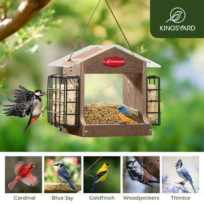 Show full view: Kingsyard Recycled Plastic Double Suet Wild Bird Feeder, Brown slide 7 of 8