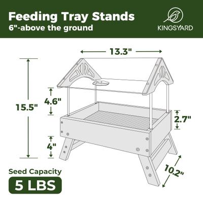 Show full view: Kingsyard Recycled Plastic Platform Bird Tray Feeder, Green slide 4 of 8