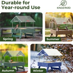 Kingsyard Recycled Plastic Platform Bird Tray Feeder, Green slide 2 of 6