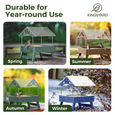 Show full view: Kingsyard Recycled Plastic Platform Bird Tray Feeder, Green slide 6 of 8