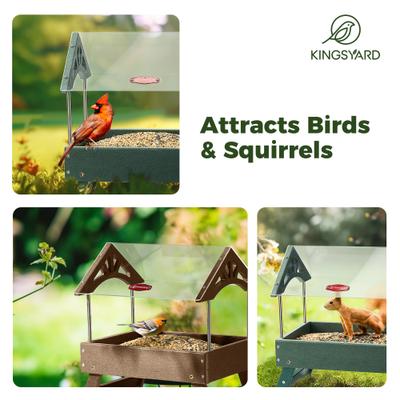 Show full view: Kingsyard Recycled Plastic Platform Bird Tray Feeder, Green slide 5 of 8