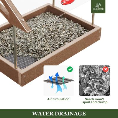 Show full view: Kingsyard Adjustable Platform Outdoor Wild Bird Feeder, Brown slide 5 of 8