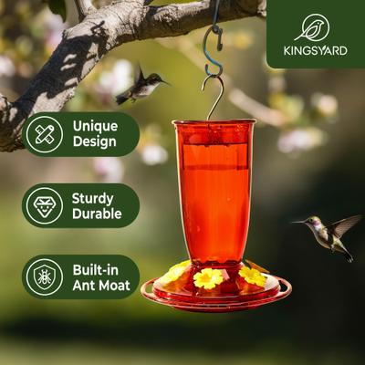 Show full view: Kingsyard Plastic Hummingbird Feeder, 16-oz, Red, 1 count slide 6 of 9
