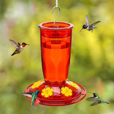 Show full view: Kingsyard Plastic Hummingbird Feeder, 16-oz, Red, 1 count slide 8 of 9