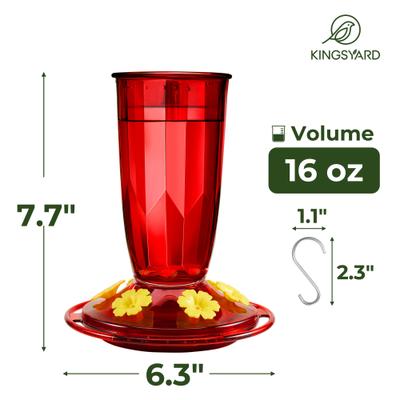 Show full view: Kingsyard Plastic Hummingbird Feeder, 16-oz, Red, 1 count slide 3 of 9