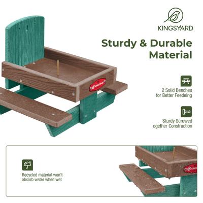 Show full view: Kingsyard Recycled Plastic Squirrel Feeder Table, Green slide 3 of 6