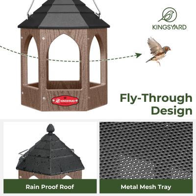 Show full view: Kingsyard Recycled Plastic Bird Hopper Feeder, Brown slide 4 of 8