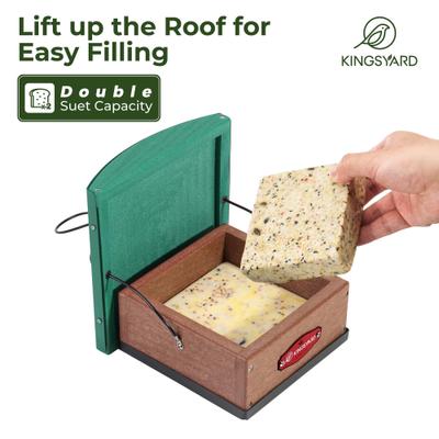 Show full view: Yarty Recycled Plastic Upside Down Double Suet Wild Bird Feeder, Green slide 3 of 9