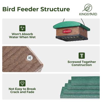 Show full view: Yarty Recycled Plastic Upside Down Double Suet Wild Bird Feeder, Green slide 5 of 9