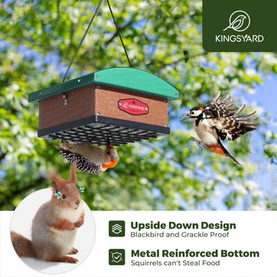 Show full view: Yarty Recycled Plastic Upside Down Double Suet Wild Bird Feeder, Green slide 6 of 9