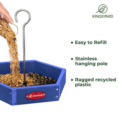 Show full view: Kingsyard Recycled Plastic Bird Tray Feeder, Blue slide 4 of 8