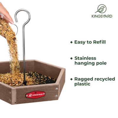 Show full view: Kingsyard Recycled Plastic Bird Tray Feeder, Brown slide 4 of 8
