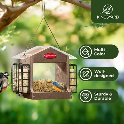 Show full view: Kingsyard Recycled Plastic Double Suet Wild Bird Feeder, Brown slide 3 of 8