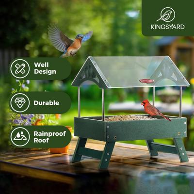 Show full view: Kingsyard Recycled Plastic Platform Bird Tray Feeder, Green slide 3 of 8