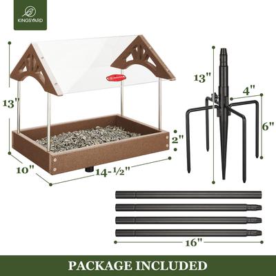 Show full view: Kingsyard Adjustable Platform Outdoor Wild Bird Feeder, Brown slide 2 of 8