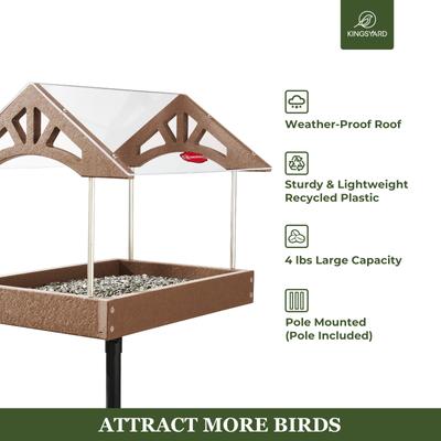 Show full view: Kingsyard Adjustable Platform Outdoor Wild Bird Feeder, Brown slide 4 of 8