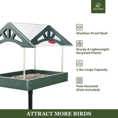 Show full view: Kingsyard Adjustable Platform Outdoor Wild Bird Feeder, Green slide 4 of 8