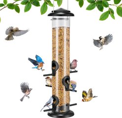 Kingsyard Metal Bird Tube Feeder, Black